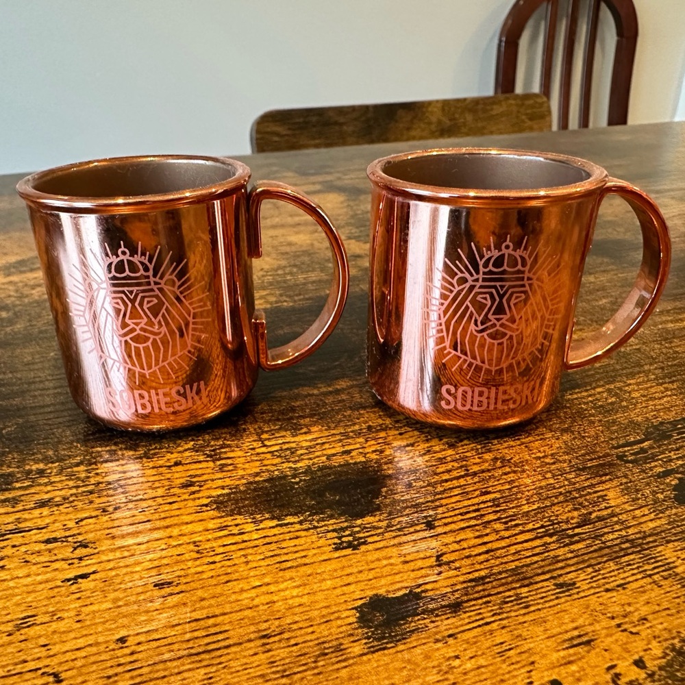 Sobieski Vodka Copper mini Mugs || Set of 2